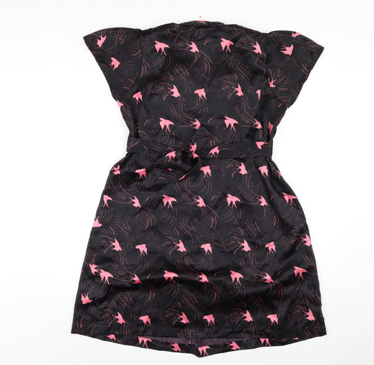 Mothercare Womens Black Geometric Polyester A-Line Size 10 V-Neck Pullover