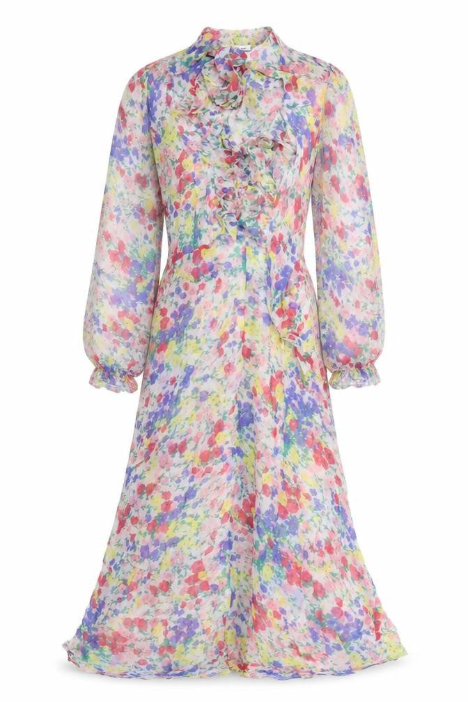 Lily & Lionel Womens Multicoloured Floral Viscose A-Line Size L Round Neck Pullover