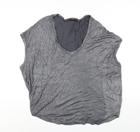 Gap Womens Silver Viscose Basic T-Shirt Size XL V-Neck