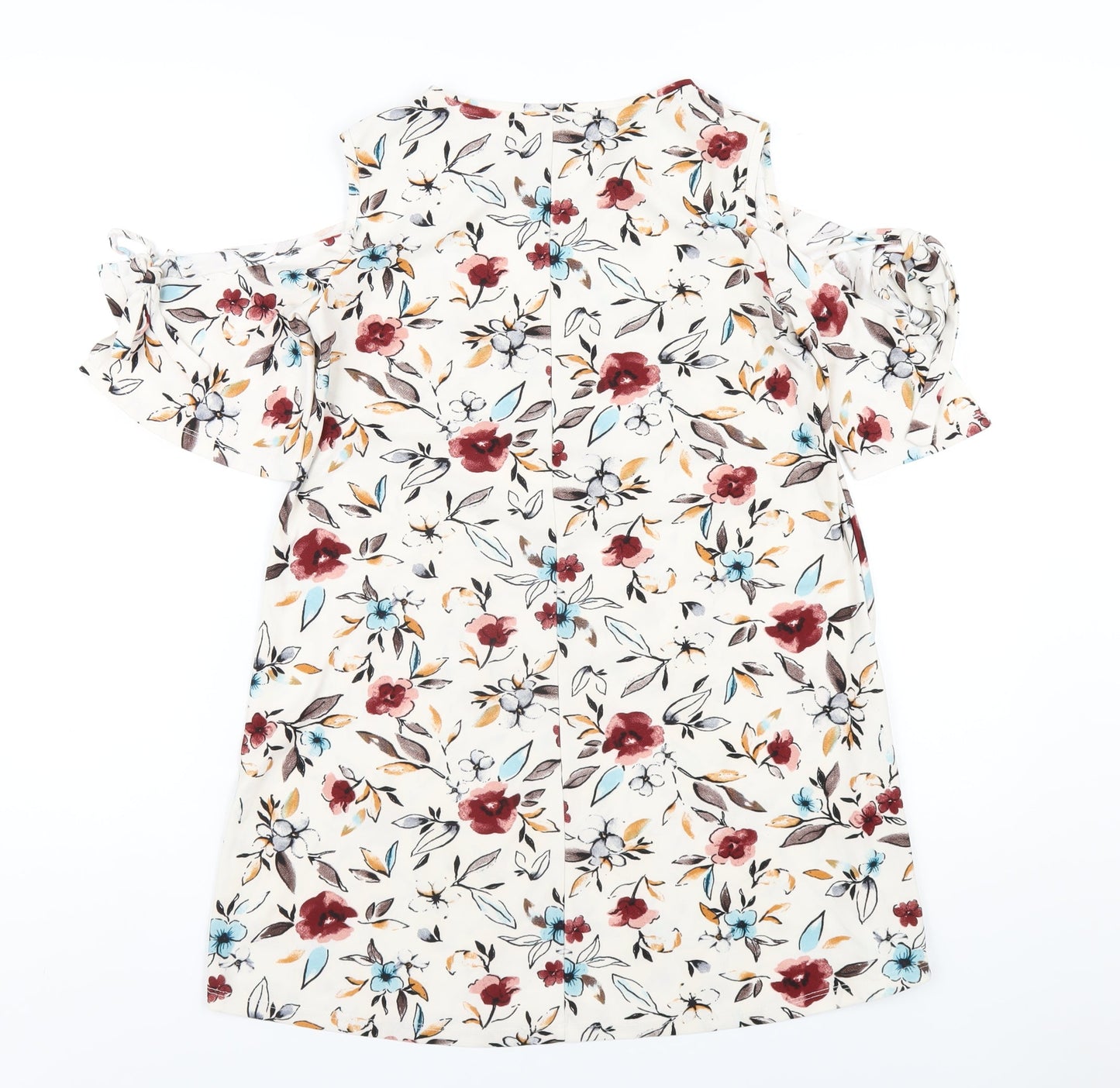 Mango Womens Ivory Floral Polyester Basic T-Shirt Size XS Round Neck