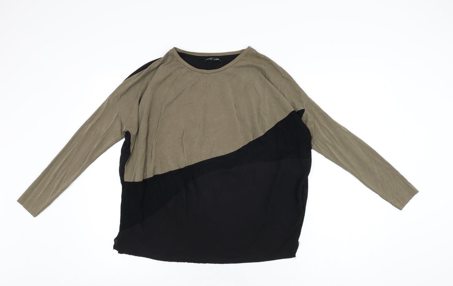 Zara Womens Black Polyester Basic T-Shirt Size S Round Neck