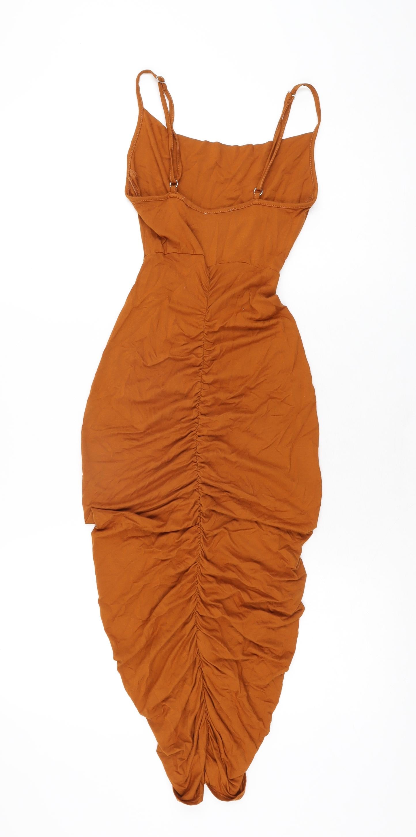 ASOS Womens Orange Viscose Bodycon Size 6 Square Neck Pullover