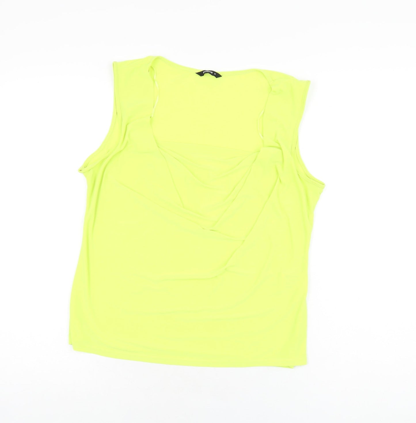 Roman Womens Yellow Polyester Basic T-Shirt Size 16 Cowl Neck