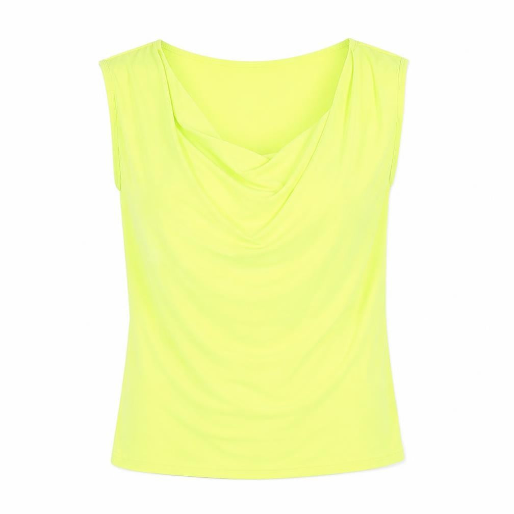 Front view of Roman women’s yellow polyester basic t-shirt, size UK 16, cowl neck