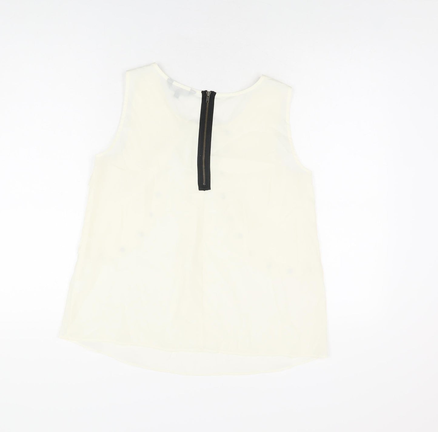 Limited Collection Womens Ivory Polyester Basic T-Shirt Size 10 Scoop Neck