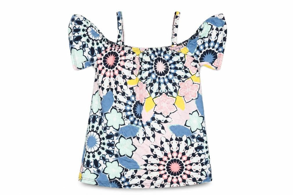 Dorothy Perkins Womens Multicoloured Floral Viscose Basic T-Shirt Size 8 Square Neck