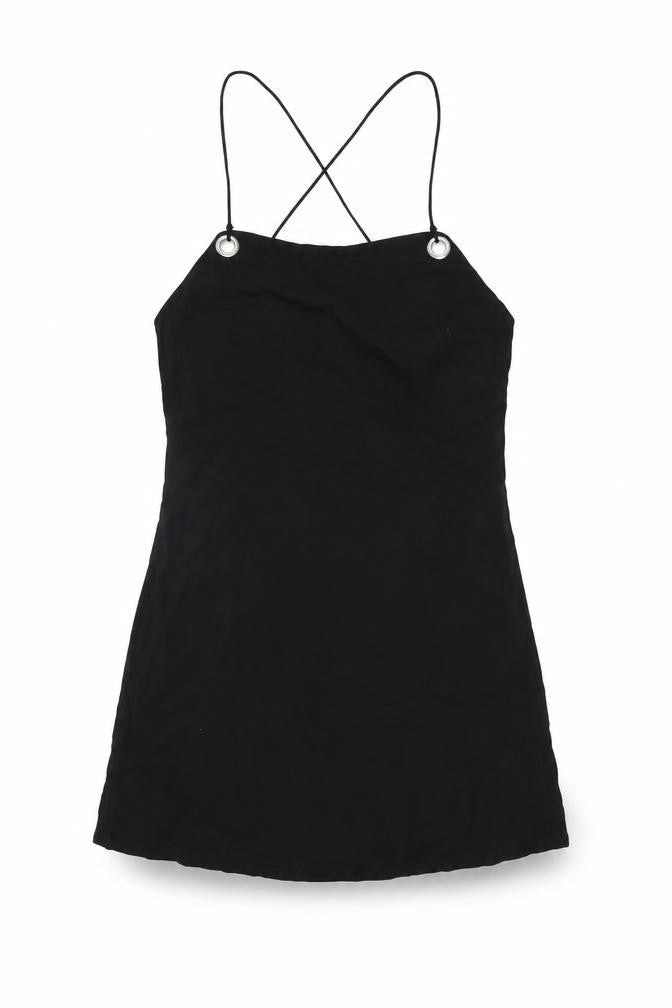 Urban Outfitters Womens Black Viscose Mini Size M Square Neck Zip