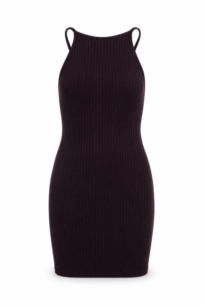 Front view of Missguided women’s purple polyester bodycon, size UK 4, square neck tie
