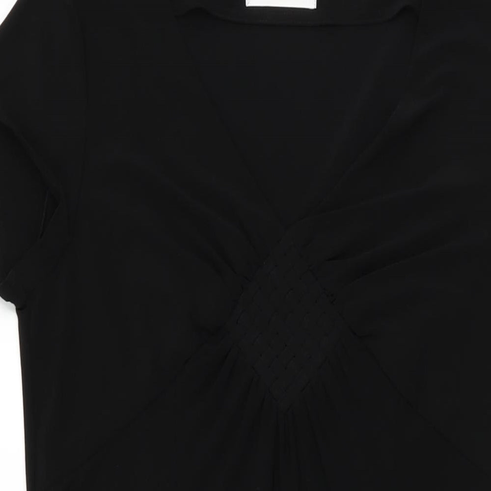 Minuet Womens Black Polyester A-Line Size 14 V-Neck Pullover