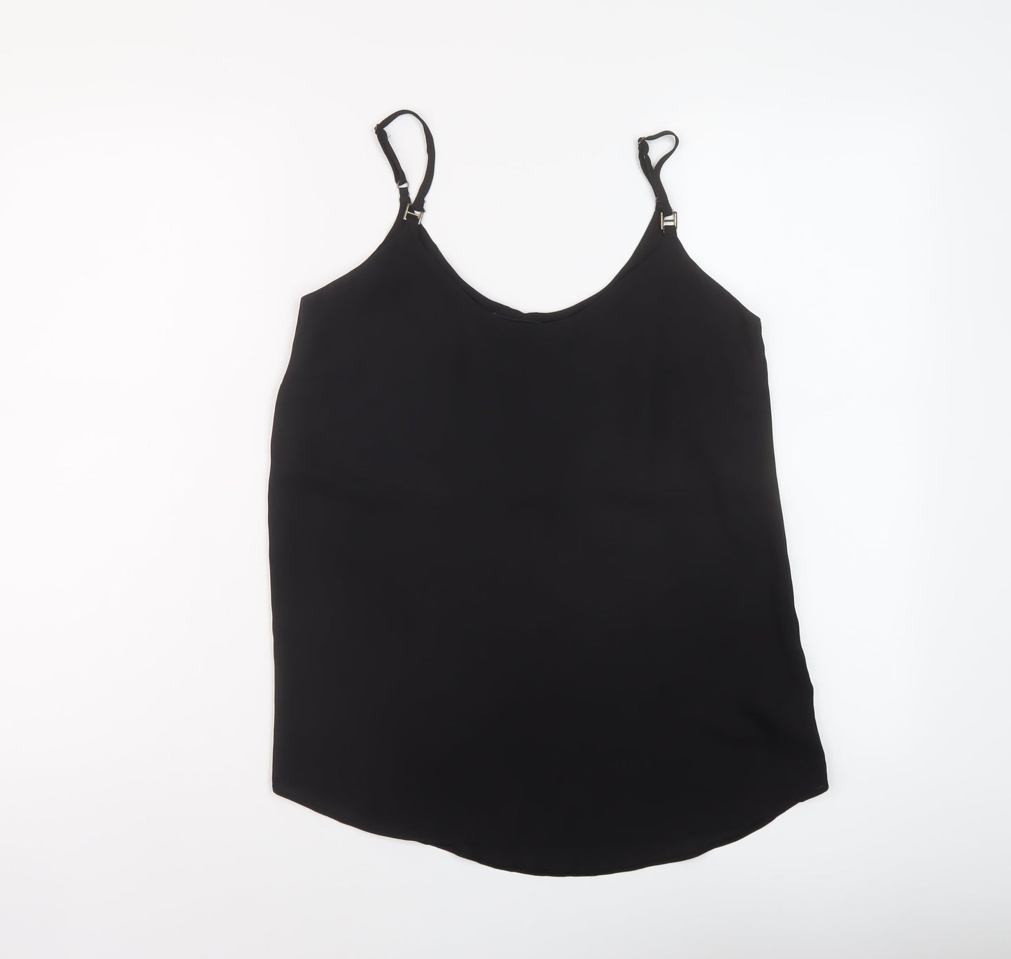 Dorothy Perkins Womens Black Polyester Basic Tank Size 6 Round Neck