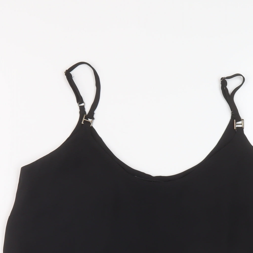 Dorothy Perkins Womens Black Polyester Basic Tank Size 6 Round Neck