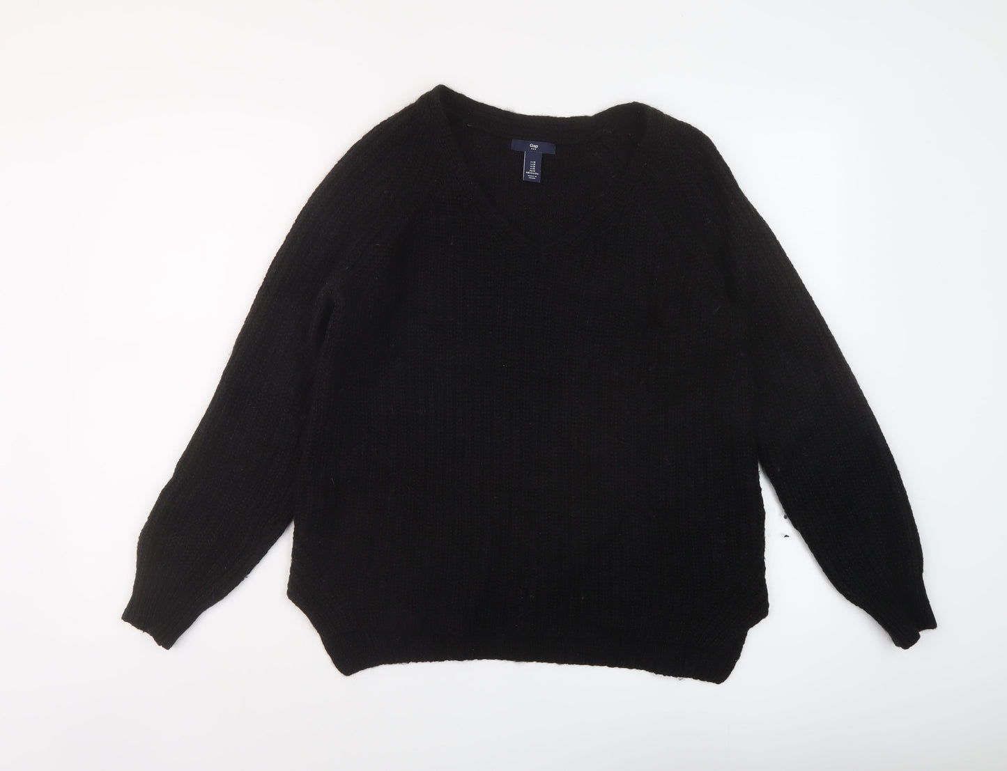 Gap Womens Black V-Neck Acrylic Pullover Jumper Size M