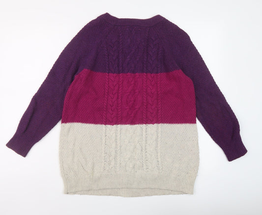 Jack Wills Womens Multicoloured Crew Neck Cotton Pullover Jumper Size 8