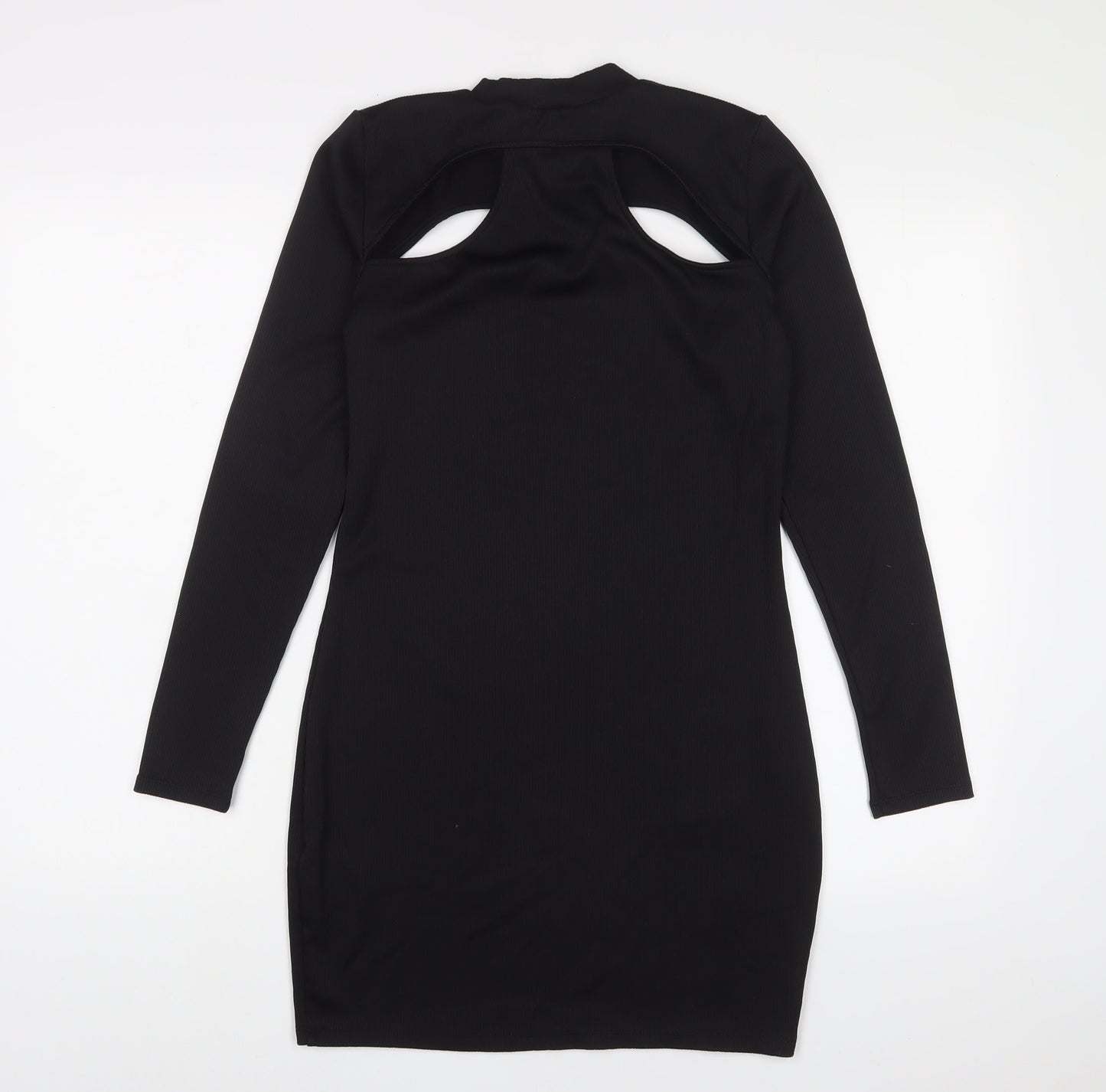 H&M Womens Black Polyester Bodycon Size M Round Neck Pullover