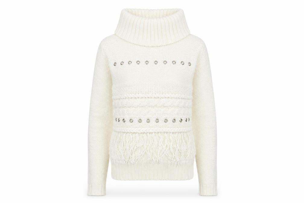 Urban Bliss Womens White Roll Neck Acrylic Pullover Jumper Size 8 - Tassled