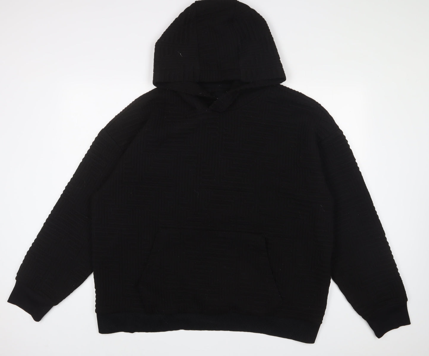 RESERVED Mens Black Polyester Pullover Hoodie Size 2XL - Pockets