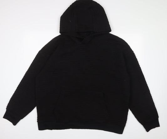 RESERVED Mens Black Polyester Pullover Hoodie Size 2XL - Pockets