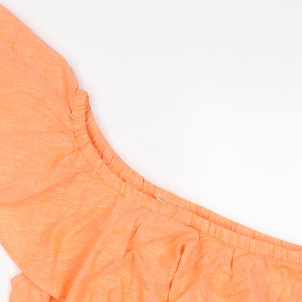 Oasis Womens Orange Linen Basic T-Shirt Size 12 One Shoulder