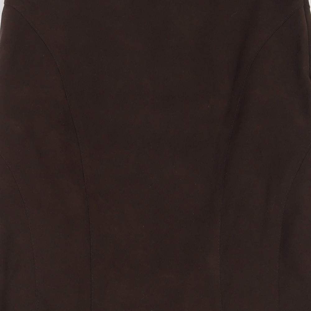 Wallis Womens Brown Polyester A-Line Skirt Size 10 Zip