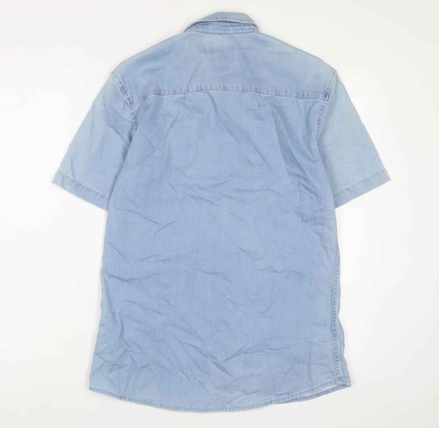 Topman Mens Blue Cotton Button-Up Size M Collared Button