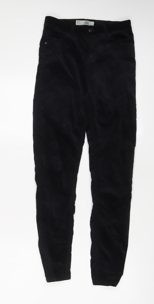 Topshop Womens Black Cotton Trousers Size 26 in L32 in Regular Zip
