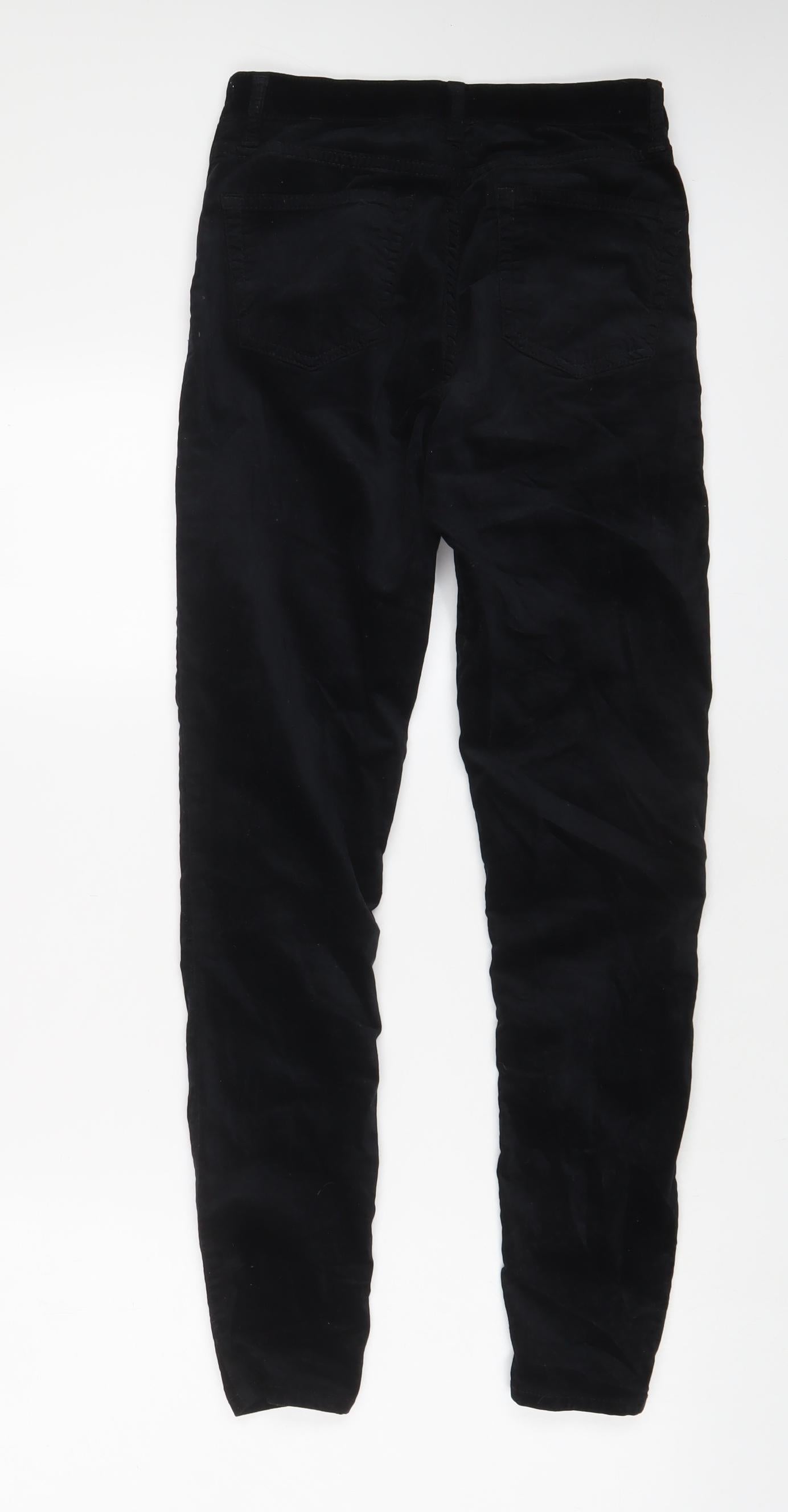 Topshop Womens Black Cotton Trousers Size 26 in L32 in Regular Zip
