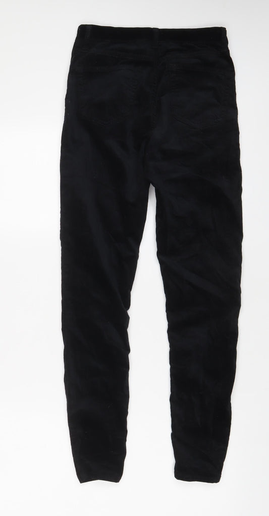 Topshop Womens Black Cotton Trousers Size 26 in L32 in Regular Zip