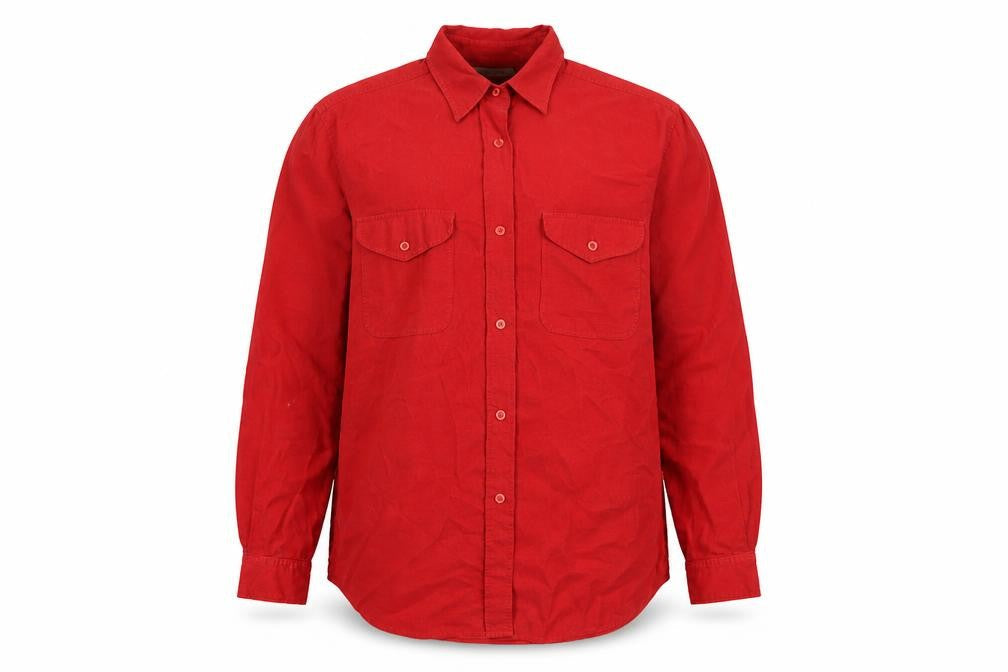 Richards Mens Red Cotton Button-Up Size S Collared Button
