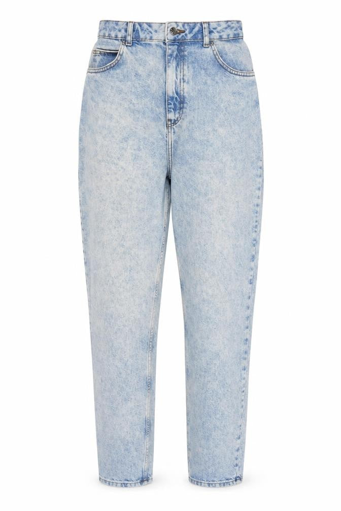 Front view of ASOS women’s blue cotton straight jeans, size UK 30, 32-inch leg regular zip