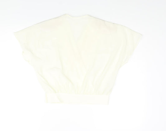 St Michael Womens Ivory Polyester Wrap Blouse Size 10 V-Neck - Pleat Detail