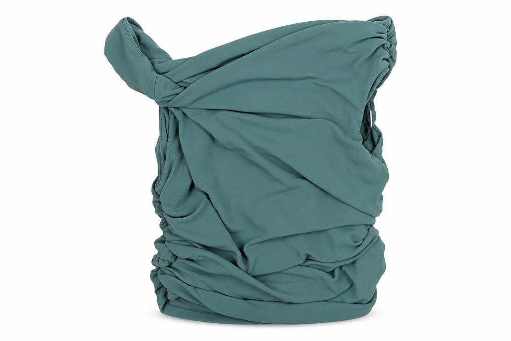 Zara Womens Green Polyester Cropped Blouse Size S Boat Neck - Rouched
