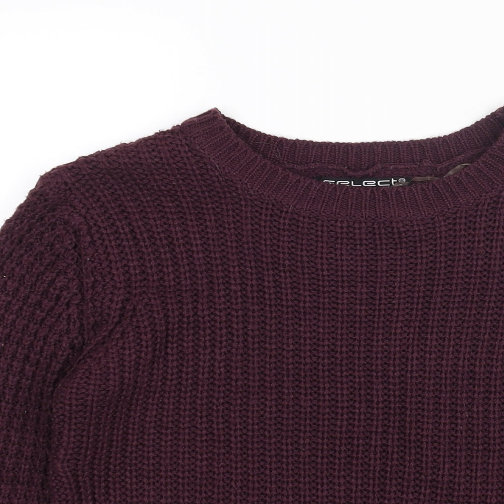 Select Womens Purple Mock Neck Acrylic Pullover Jumper Size 8