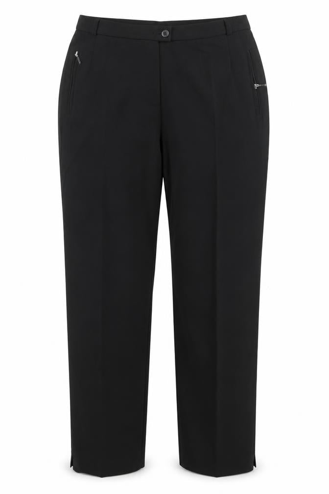Marks and Spencer Womens Black Polyester Trousers Size 14 L28 in Regular Zip