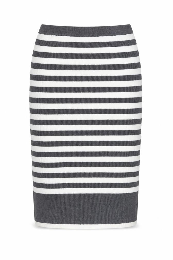 Marks and Spencer Womens Grey Striped Viscose Straight & Pencil Skirt Size L - Side Slit