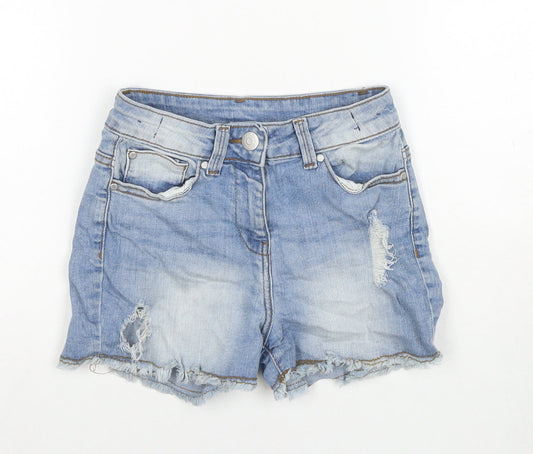Candy Girls Blue Cotton Cut-Off Shorts Size 9 Years L3 in Regular Zip