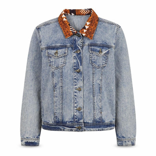 Selected Womens Blue Jacket Size 12 Button - Geometric Patch Detail