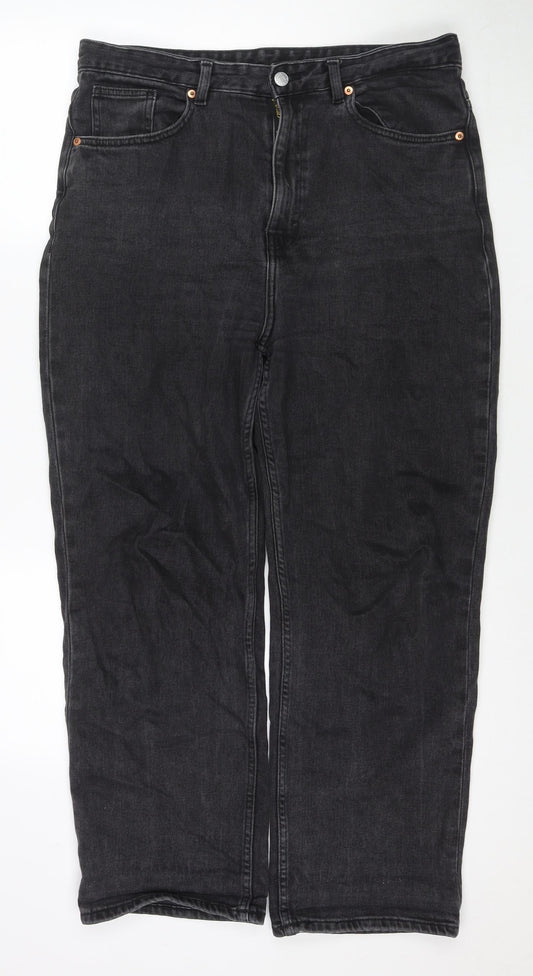 H&M Womens Black Cotton Mom Jeans Size 32 in L28 in Regular Zip