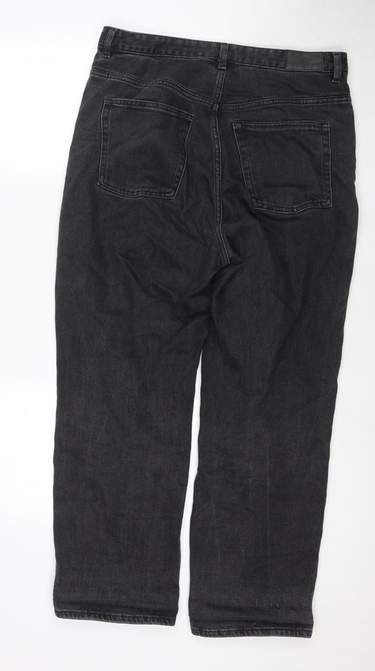 H&M Womens Black Cotton Mom Jeans Size 32 in L28 in Regular Zip