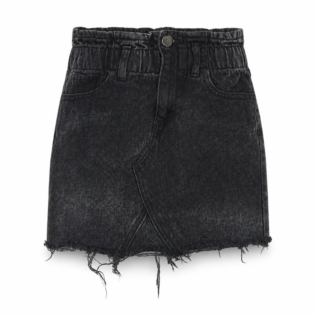 M&Co Girls Black Cotton Mini Skirt Size 10 Years Regular Zip