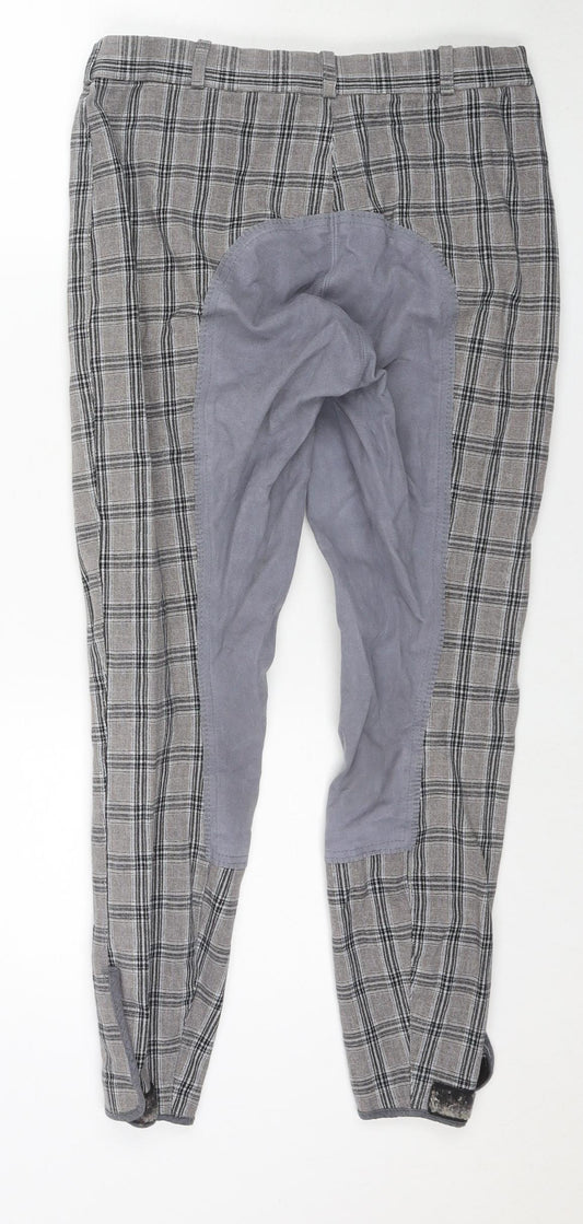 Derby Womens Grey Check Cotton Trousers Size 32 in L26 in Regular Zip
