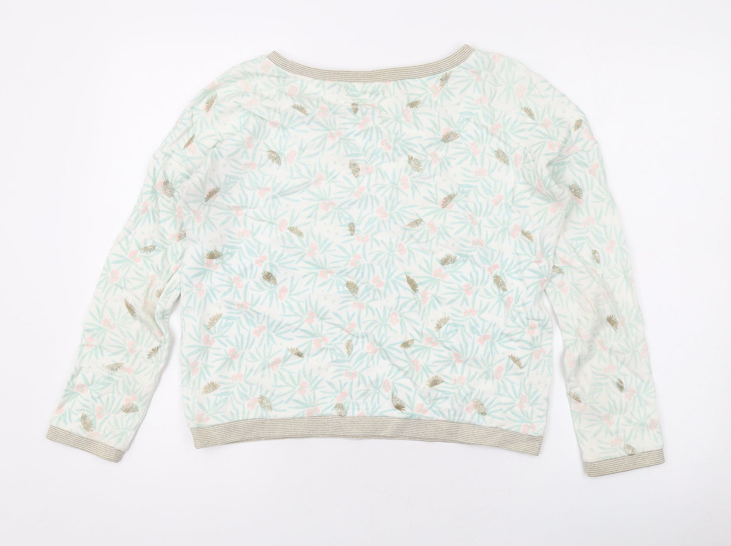 Des Petits Hauts Womens Ivory Geometric Cotton Pullover Sweatshirt Size 10 Pullover