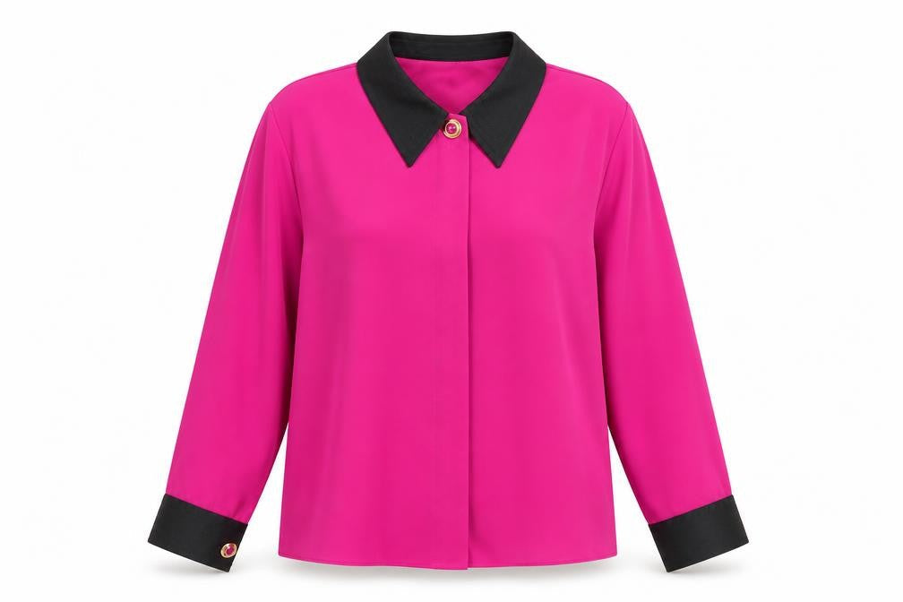 Marks and Spencer Womens Pink Polyester Basic Button-Up Size 10 Collared