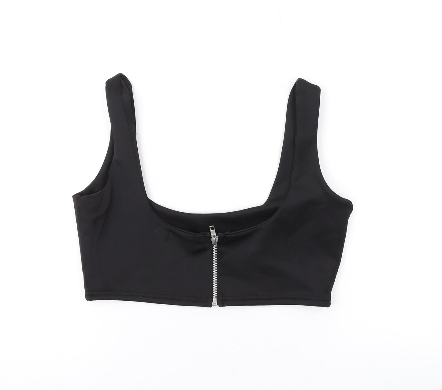 PRETTYLITTLETHING Womens Black Polyester Cropped Tank Size 10 Scoop Neck