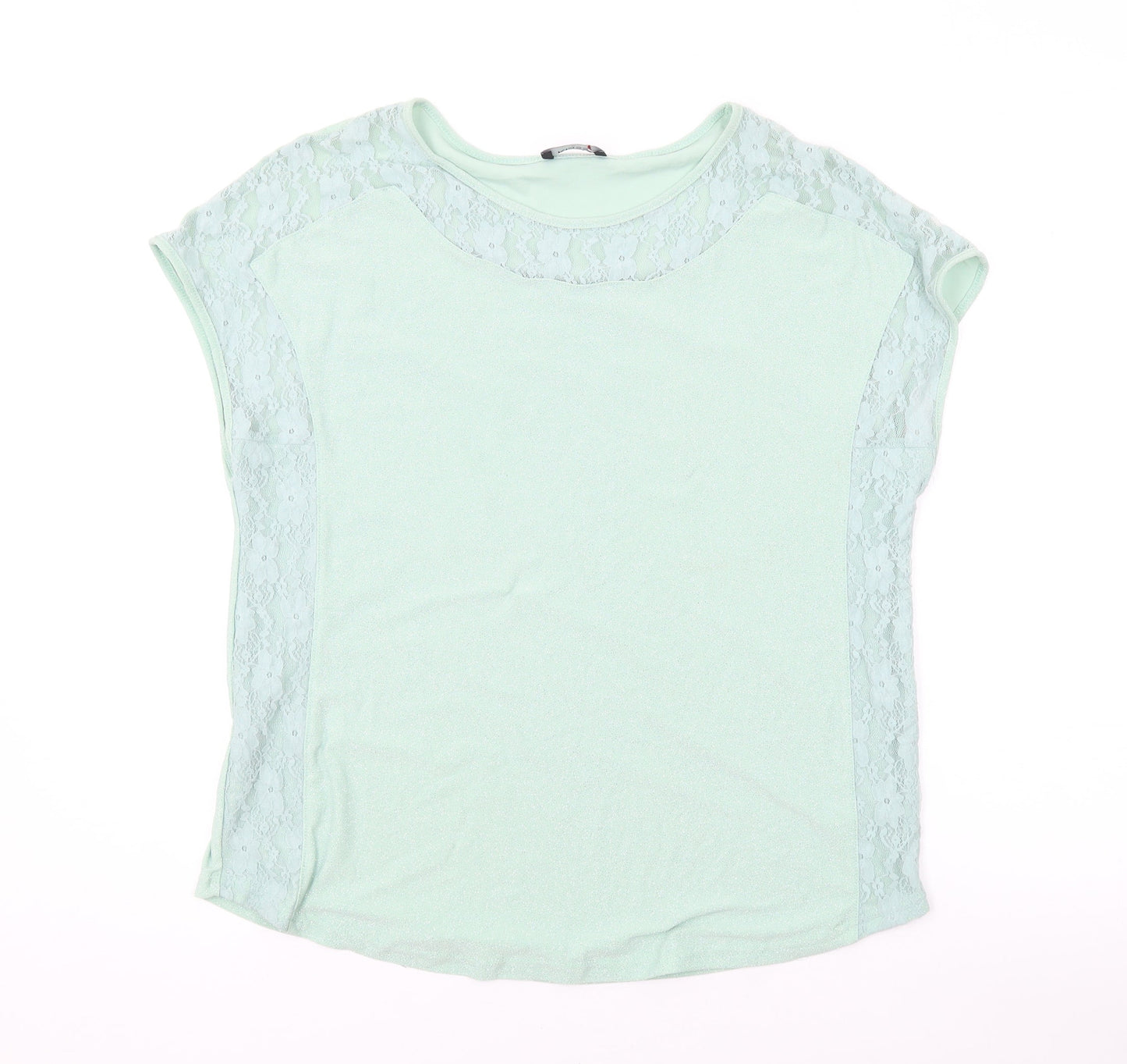 Klass Womens Green Polyester Basic T-Shirt Size M Round Neck