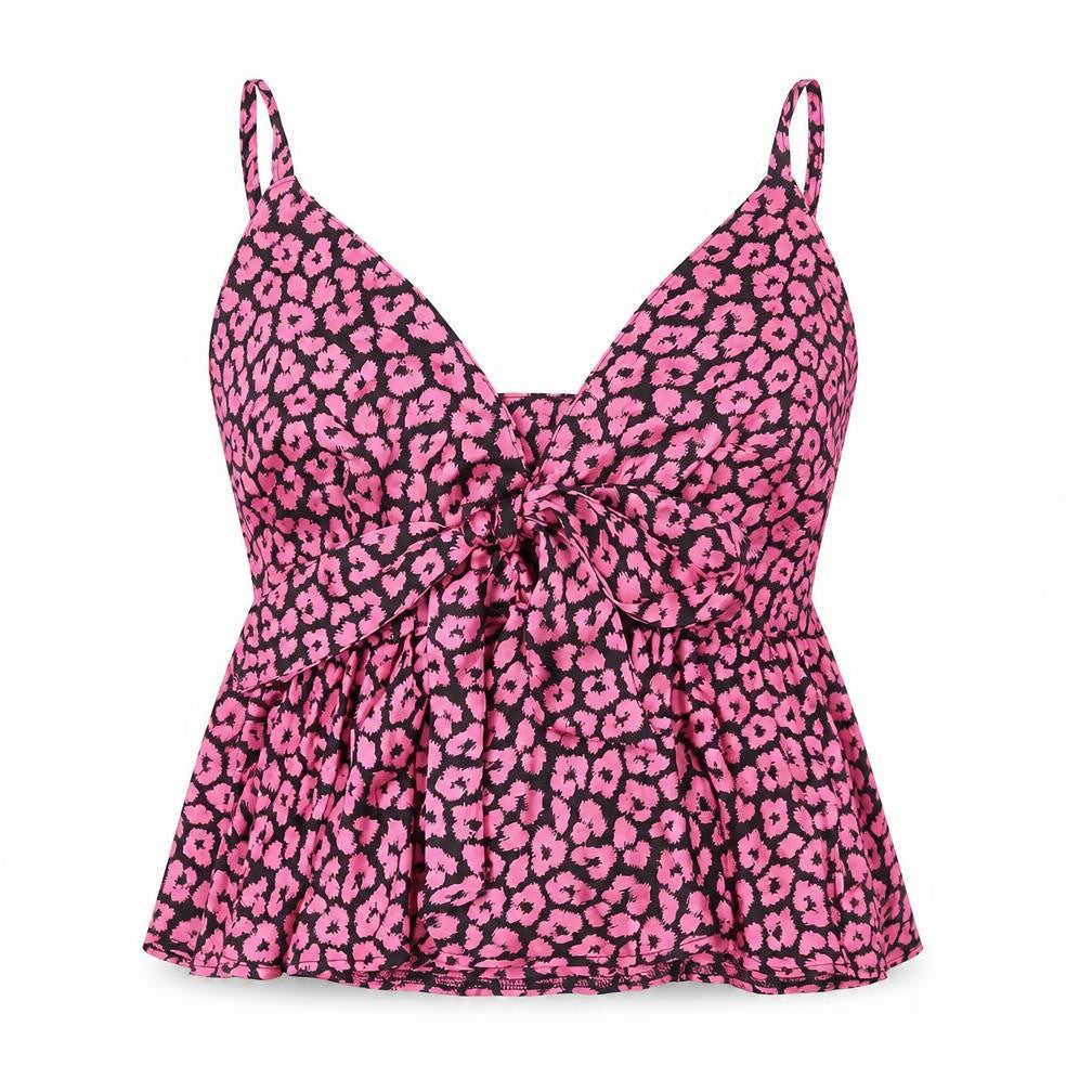 Club London Womens Pink Animal Print Polyester Camisole Tank Size 24 Collared