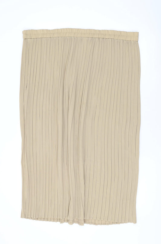 Richards Womens Beige Polyester Pleated Skirt Size 20 Zip