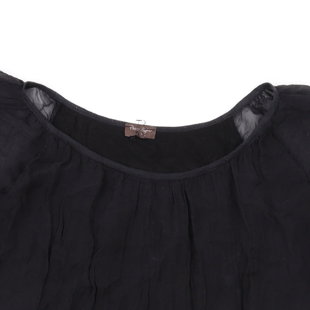 Phase Eight Womens Black Viscose Basic T-Shirt Size M Scoop Neck