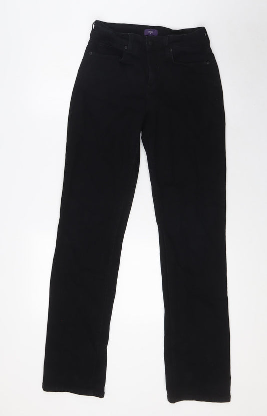 NYJD Womens Black Cotton Straight Jeans Size 6 L33 in Regular Zip