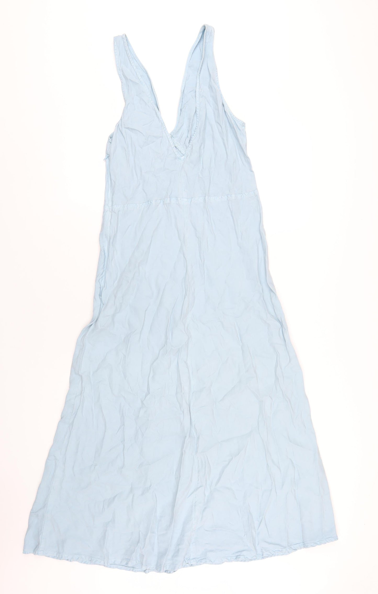 ASOS Womens Blue Lyocell A-Line Size 14 V-Neck Zip