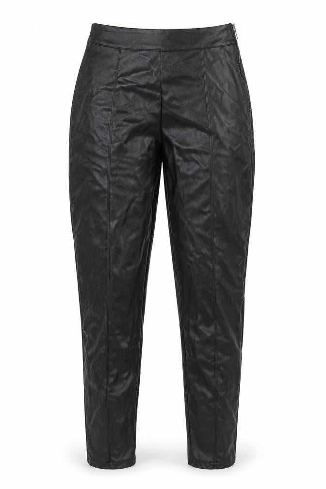 Dorothy Perkins Womens Black Polyurethane Carrot Trousers Size 6 L25 in Regular Zip - Leather Look